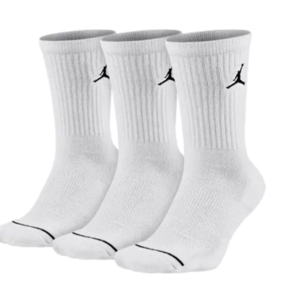 Nike Jordan Everyday Crew 3 Pack Socks DX9632-100 Dri-Fit White SZ L (8-12) - Picture 2 of 6